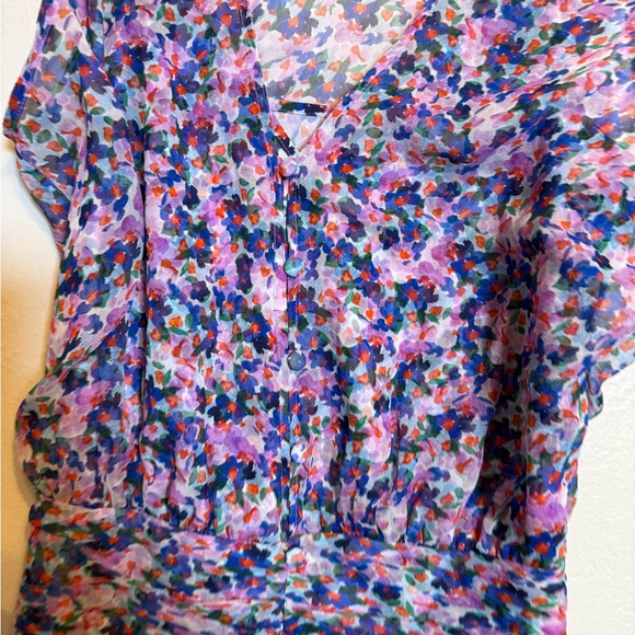 Veronica Beard‎ Cayson Floral Printed Ruffle Silk Mini Dress - Picture 3 of 7